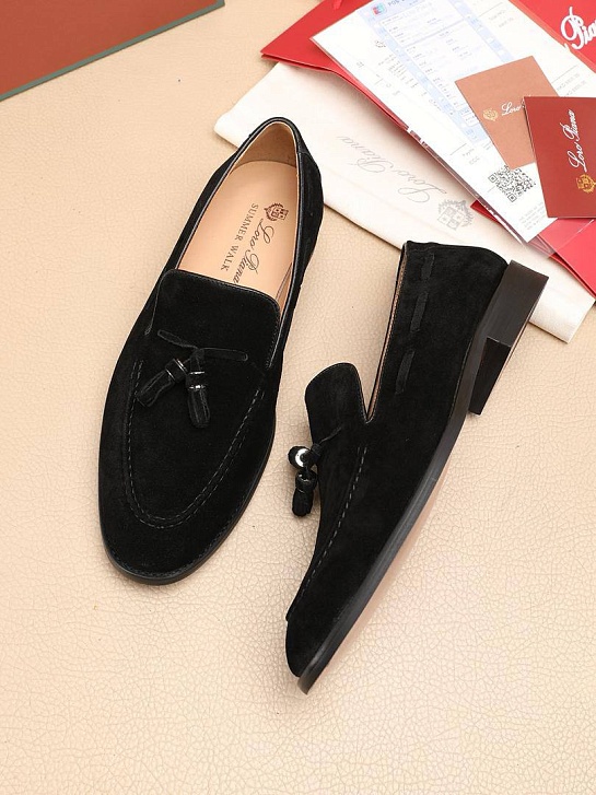 Замшевые лоферы Loro Piana tassel - Black