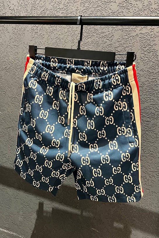 Мужские шорты синего цвета Gucci GG jacquard