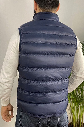 Мужской жилет тёмно-синего цвета Moncler logo-patch   