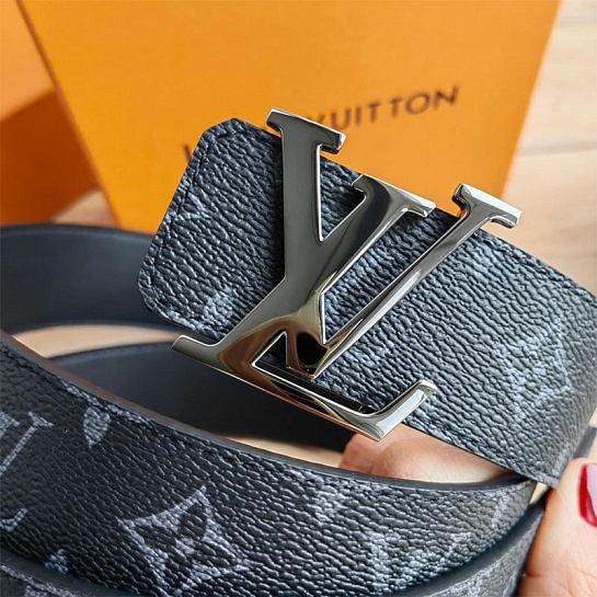 Кожаный ремень Louis Vuitton Monogram Eclipse (ширина 4 см)