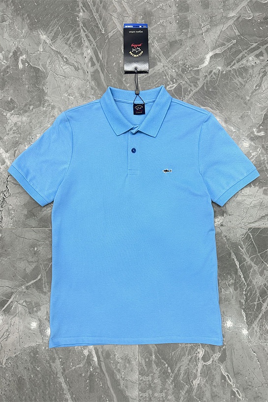 Голубое поло Paul & Shark logo-embroidered