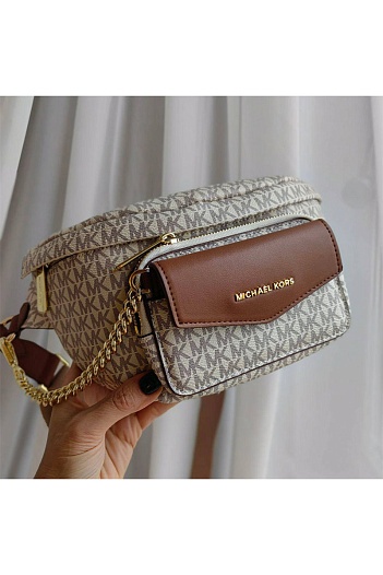 Кожаная поясная сумка Michael Kors Perry 27x14 см - White   