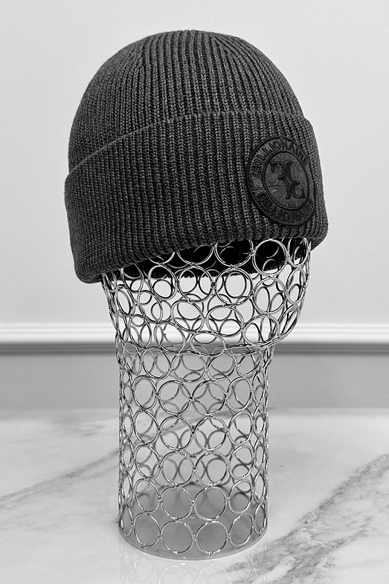 Мужская тёмно-серая шапка Billionaire logo-patch