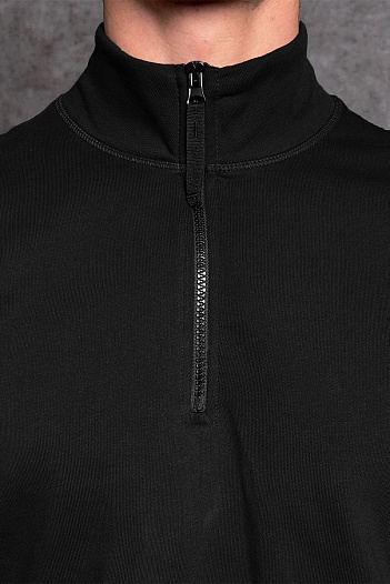 Мужская чёрная кофта с патчем на плече Stone Island Zip Neck   