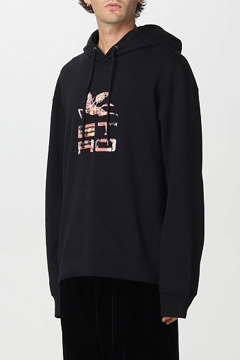 Чёрное оверсайз худи Etro Pegaso logo-print   
