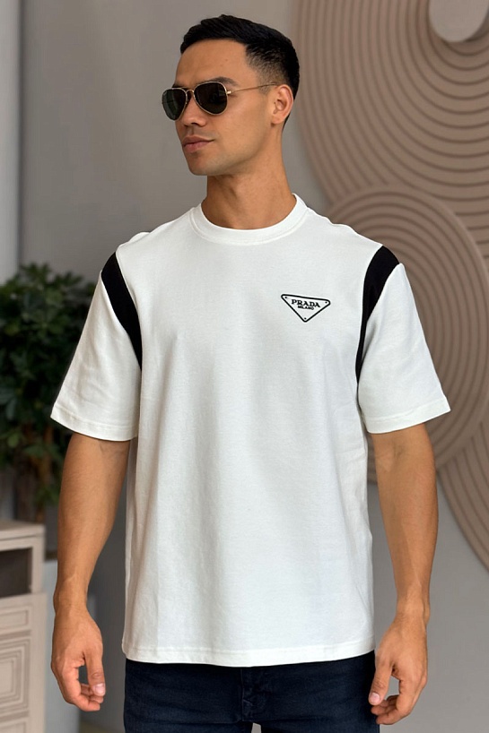 Мужская футболка Prada Milano - White / Black