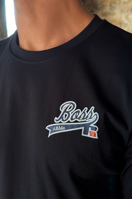 Мужская чёрная футболка Hugo Boss x Russell Athletic