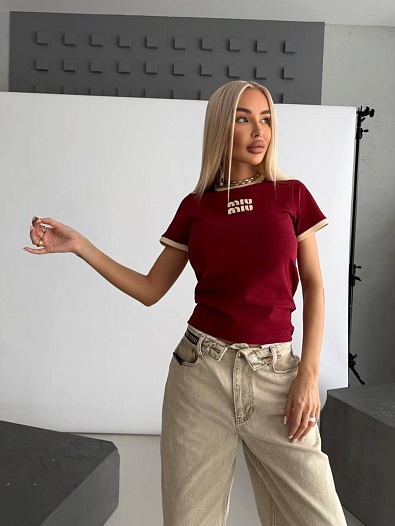 Женская футболка MIU MIU premium - Red   