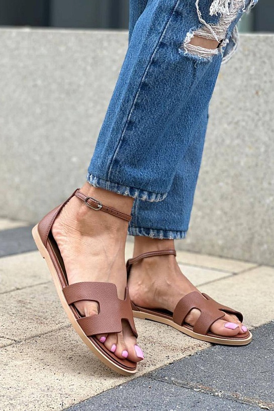 Женские сандалии Hermes Santorini - Brown
