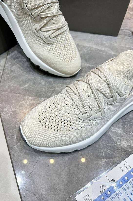 Текстильные кроссовки Brunello Cucinelli бежевого цвета