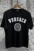 Мужская чёрная футболка Versace logo-print Medusa