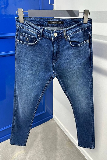 Мужские синие джинсы Calvin Klein logo-plaque   