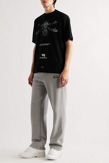 Чёрная оверсайз футболка Balenciaga Evangelion   