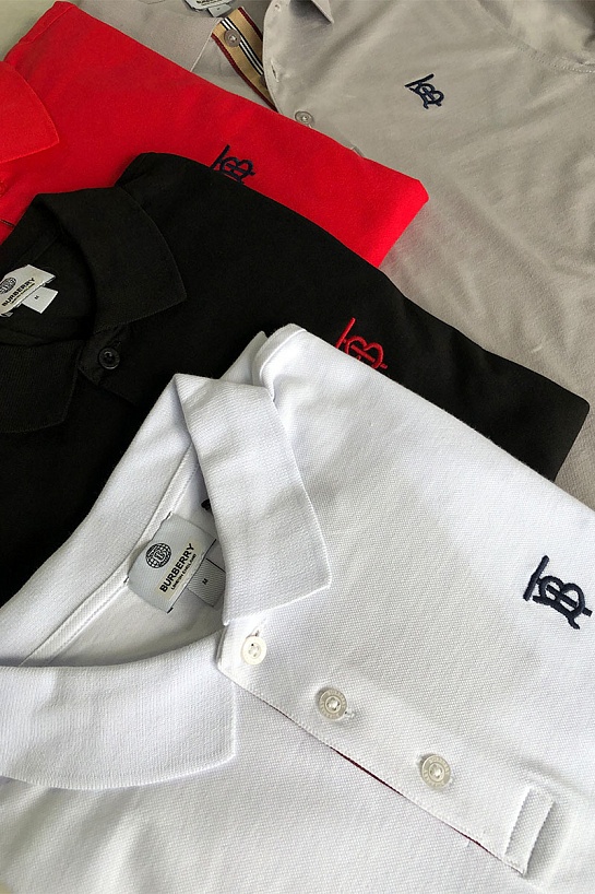 Мужское поло Burberry TB logo-embroidered - Red