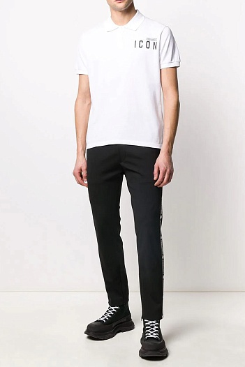 Мужское белое поло Dsquared2 ICON black-logo   