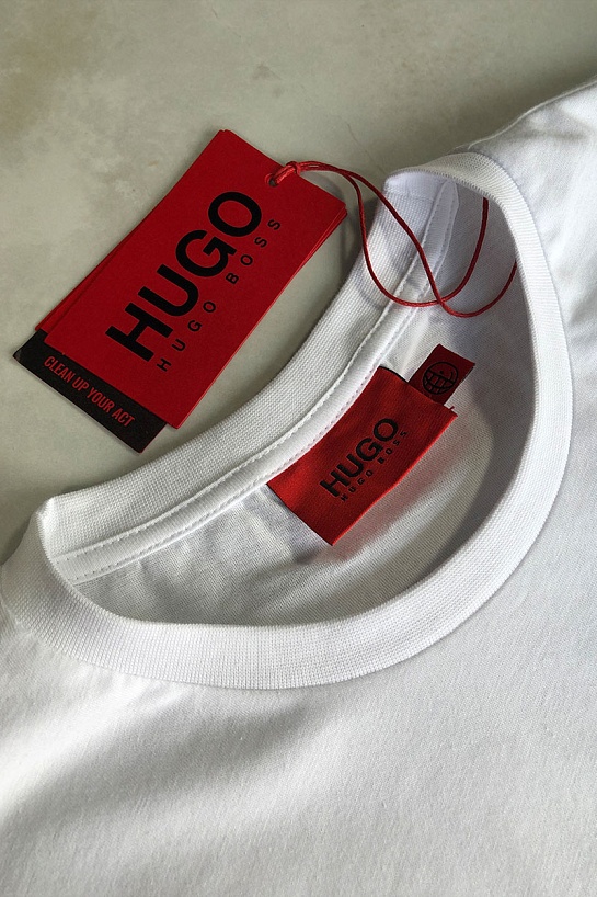 Мужская белая футболка Hugo Boss logo print