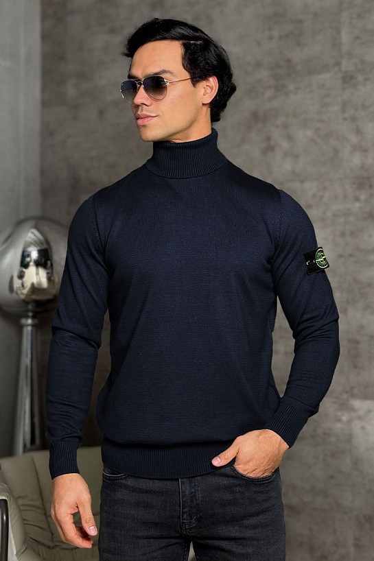 Водолазка тёмно-синего цвета Stone Island compass-patch