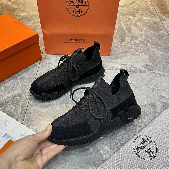 Текстильные кроссовки Hermes lift slip-on - Black