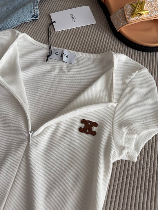 Белая женская футболка Celine premium