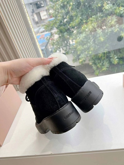 Женские замшевые ботинки с мехом MIU MIU Premium   