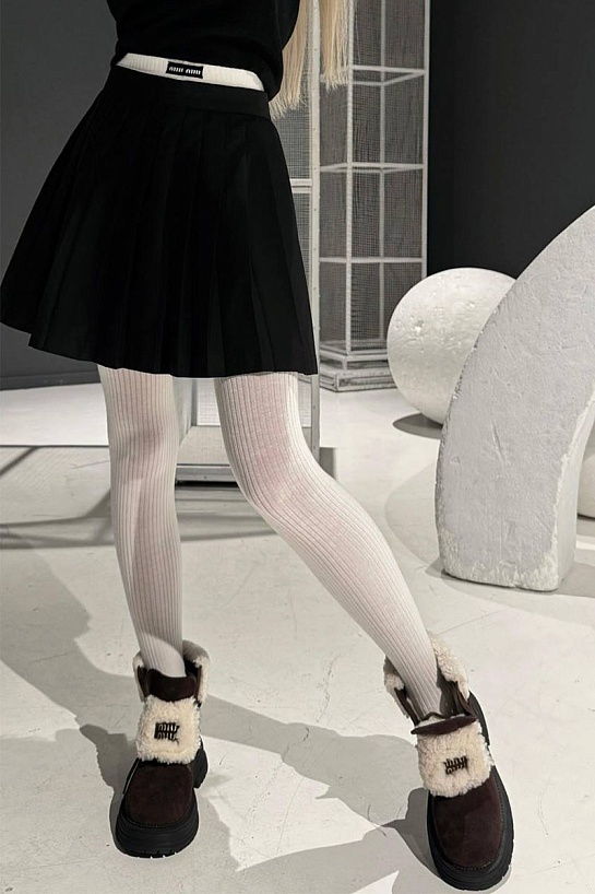 Женские кашемировые колготы MIU MIU белого цвета