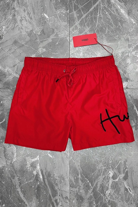 Мужские красные шорты Hugo Boss Dugo logo-embroidered