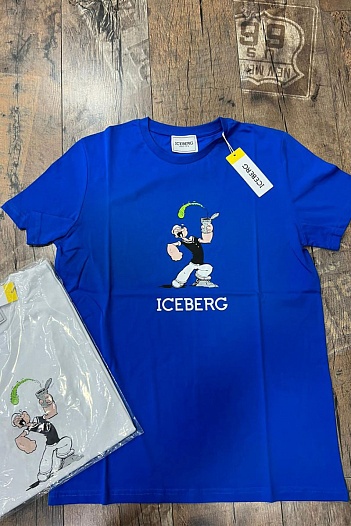 Мужская синяя футболка Iceberg Popeye Spinach   