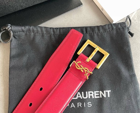 Кожаный ремень Yves Saint Laurent (ширина 3 см)