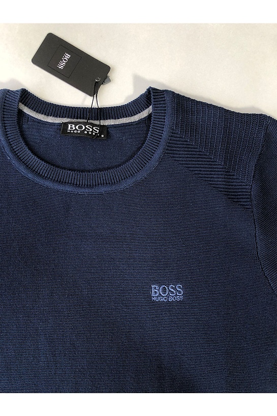 Тёмно-синий мужской джемпер Hugo Boss logo-embroidered