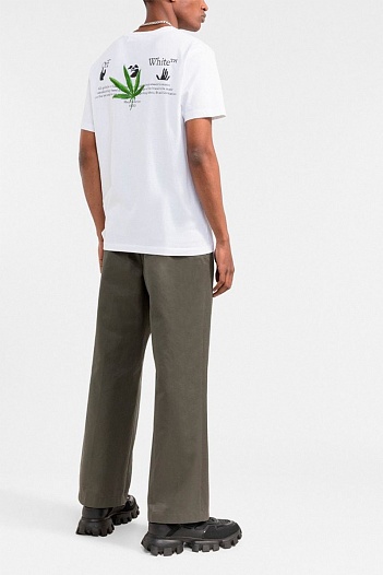 Белая футболка Off-White Weed Hands Off logo-print   
