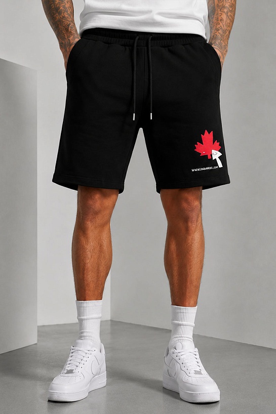 Чёрные мужские шорты Dsquared2 maple leaf-print