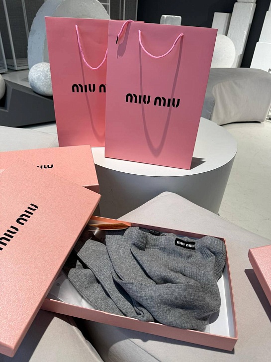 Женские кашемировые колготы MIU MIU серого цвета