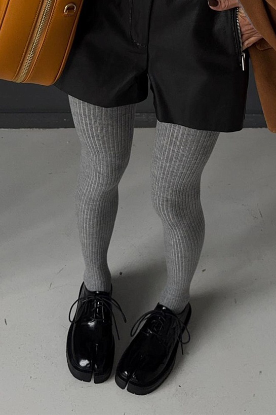 Женские кашемировые колготы MIU MIU серого цвета