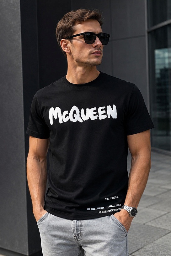 Чёрная футболка Alexander McQueen graffiti logo-print