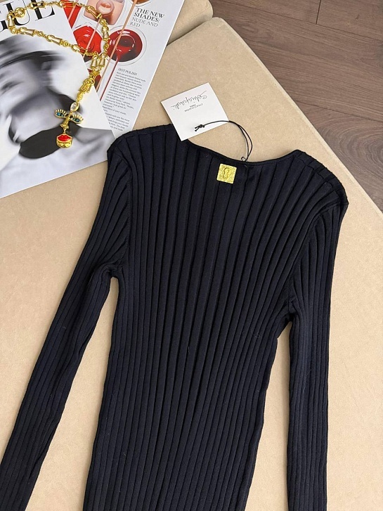 Женский трикотажный лонгслив Schiaparelli premium - Black