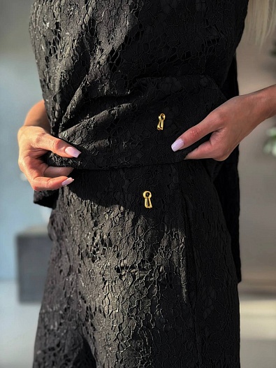 Женский кружевной костюм чёрного цвета Schiaparelli premium   