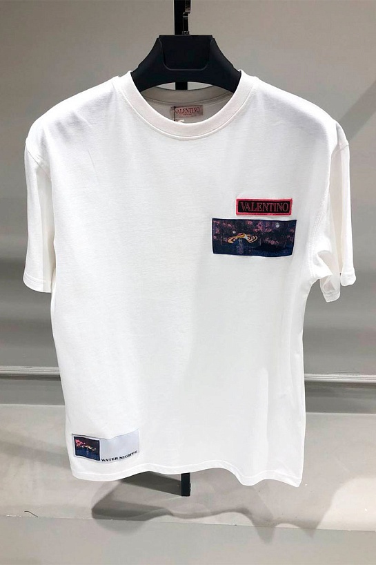 Мужская белая футболка Valentino brocade patch