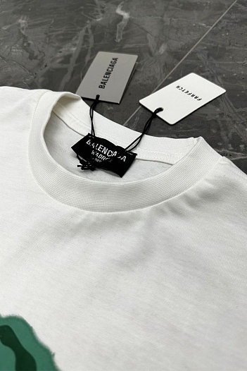 Белая оверсайз футболка Balenciaga logo print   