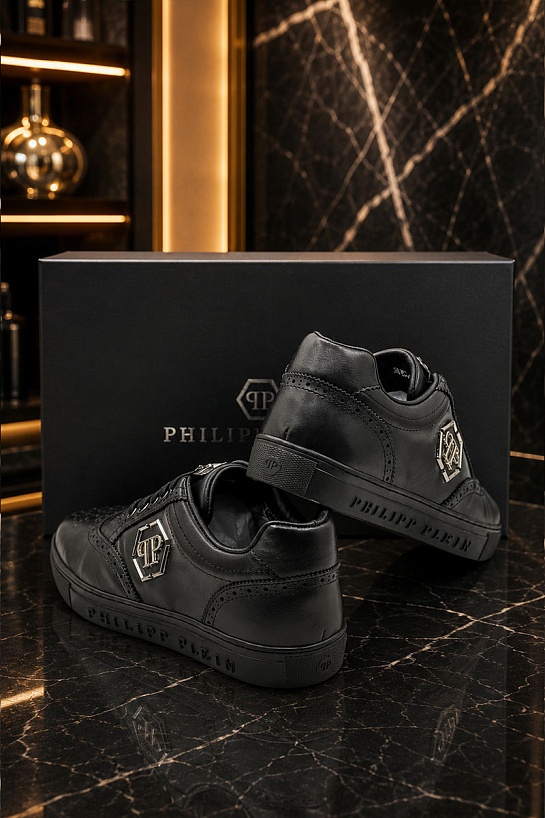 Кожаные кроссовки с мехом Philipp Plein