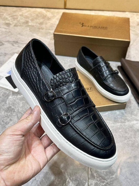 Мужские кожаные лоферы Billionaire чёрного цвета