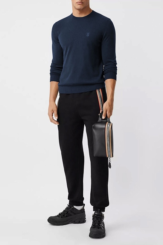 Мужской тёмно-синий джемпер Burberry TB logo-embroidered