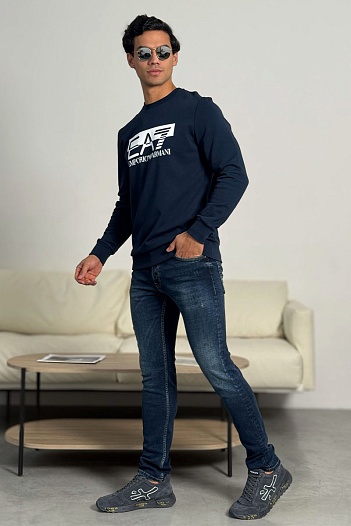 Тёмно-синий свитшот Emporio Armani 7 logo-print   