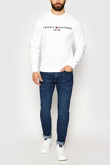 Свитшот белого цвета Tommy Hilfiger logo-embroidered   