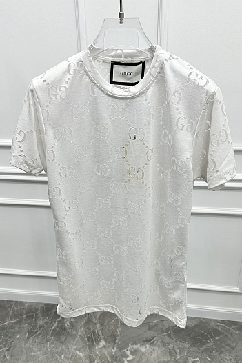Мужская белая футболка Gucci GG Logo All-over   
