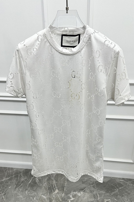 Мужская белая футболка Gucci GG Logo All-over