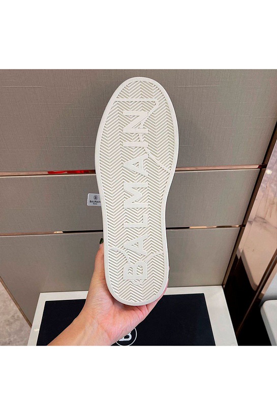 Синие кожаные кроссовки Balmain