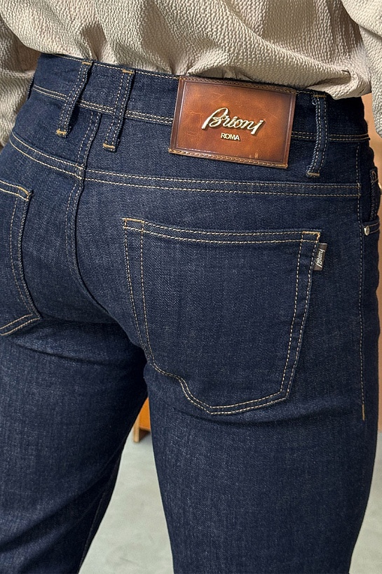 Мужские джинсы тёмно-синего цвета Brioni regular fit