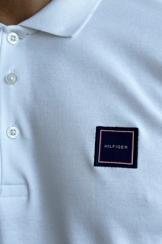 Классическое мужское поло Tommy Hilfiger белого цвета