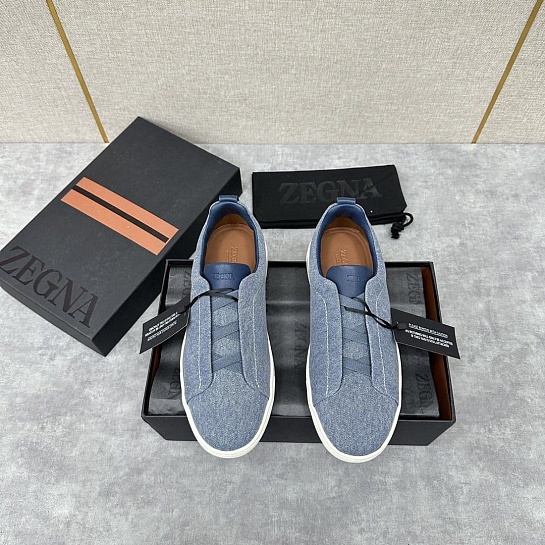 Мужские кроссовки Ermenegildo Zegna Triple Stitch Canvas - Blue