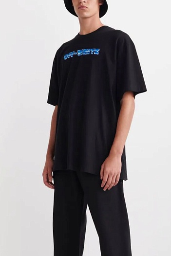 Чёрная оверсайз футболка Off-White Blue Metal Arrows   